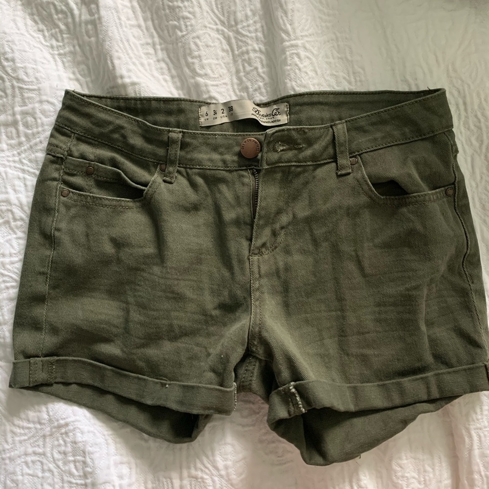 Denim Co. army green denim shorts